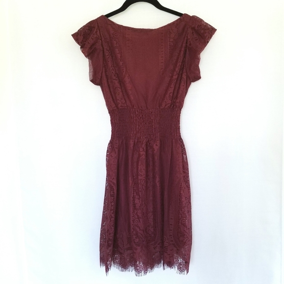 Pinky Ruched Waist Lace Overlay Dress - Picture 9 of 14